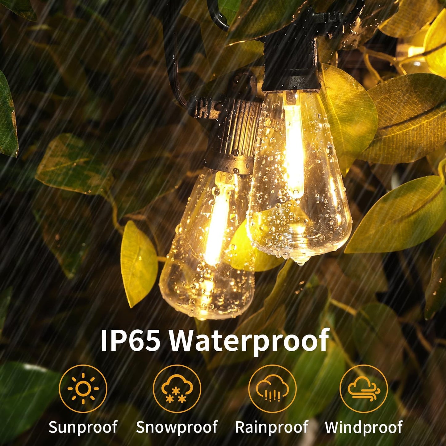 ZOTOYI Outdoor String Lights 100 FT, Waterproof IP65 LED Patio Lights with 52 ST38 Shatterproof Bulbs(2 Spare), Dimmable String Lights for Outside, Cafe, Bistro, Backyard, Garden Warm White