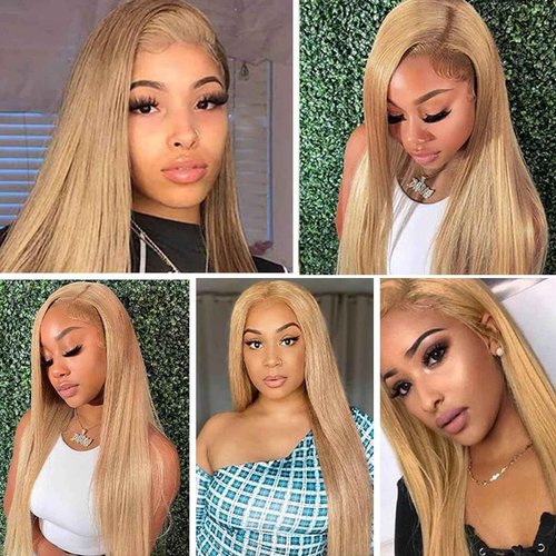 Fabimiya 22 24 26 Inch Human Hair Bundles Honey Blonde 27# Straight Bundles Human Hair 100% Unprocessed Soft Sewn In Hair with Double Weft for Black Women