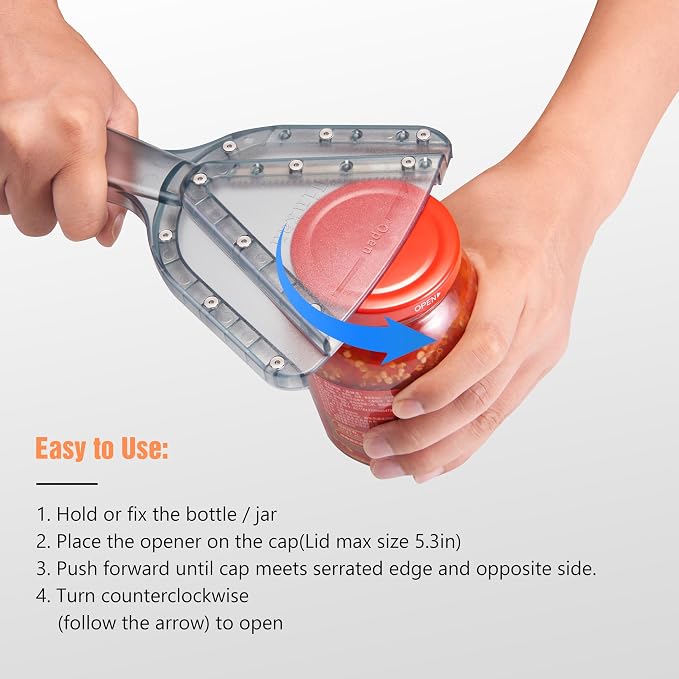 Uinxan Jar Opener for Weak Hands & Seniors with Arthritis - Handheld Manual | Effortlessly Opens Stubborn Screw Lids & Bottle Caps. 304 Stainless Steel. Durable. Patented Kitchen Gadget (Red)