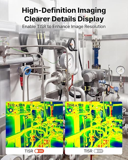 VEVOR Thermal Imaging Camera for Android & iOS, 512 x 384 Super Resolution, 25HZ Refresh Rate Infrared Thermal Imager for Smartphones Tablets, 256 x 192 IR Resolution, -4°F-1022°F & 6 Color Palettes