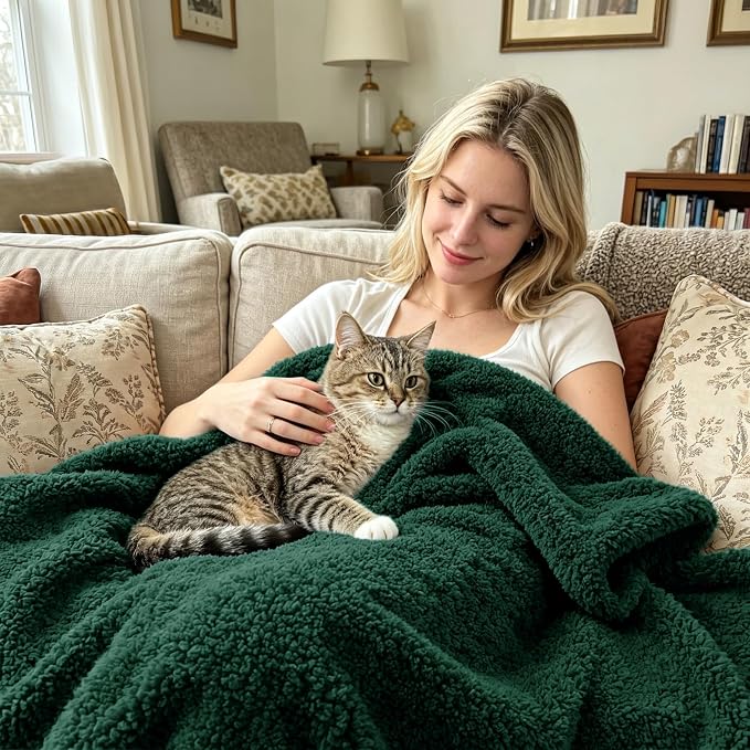 Exclusivo Mezcla Fleece King Size Bed Blanket, Ultra Soft, Lightweight and Fuzzy Forest Green Blanket for Women, Home Decor, 90x104 Inches