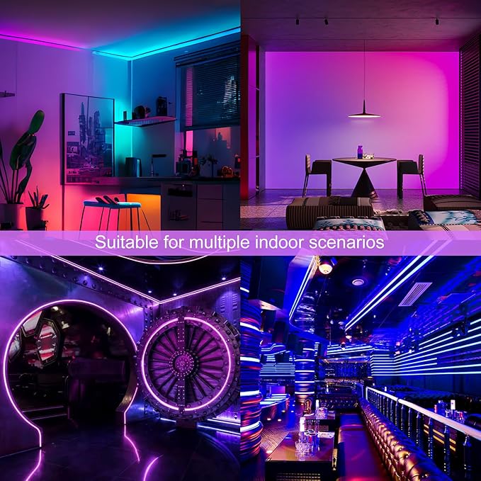 Pandery RGB COB LED Strip Light with Remote and app Control,Music Synchronized Color Change 24V RGB led Strip,6.56FT/2M,10mm Wide,Indoor RGB Lights for Bedroom,Game Room,Bar,Party