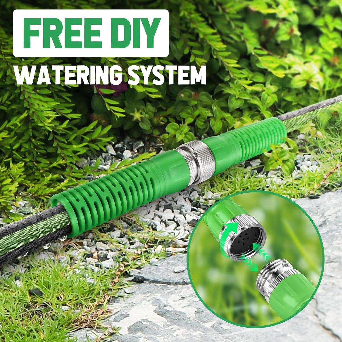 Flat Soaker Hose 15FT for Garden and Lawns, 80% Water-Saving Drip Irrigation Hose with Anodized Aluminum Ends, Flexible Leakproof Double Layer Gardening Hoses ﻿