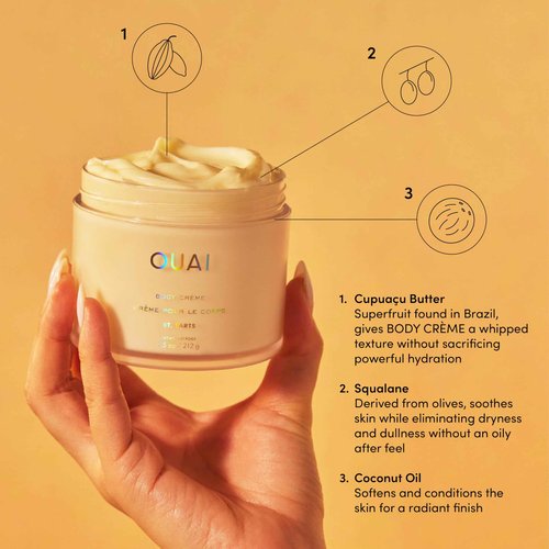 OUAI St. Barts Body Bundle - Includes Hair & Body Mist (3.3 Oz) for Head-to-Toe Fragrance, Hydrating Body Cream (7.5 Oz) and Body Cleanser (10 Oz) - 3 Piece Bundle