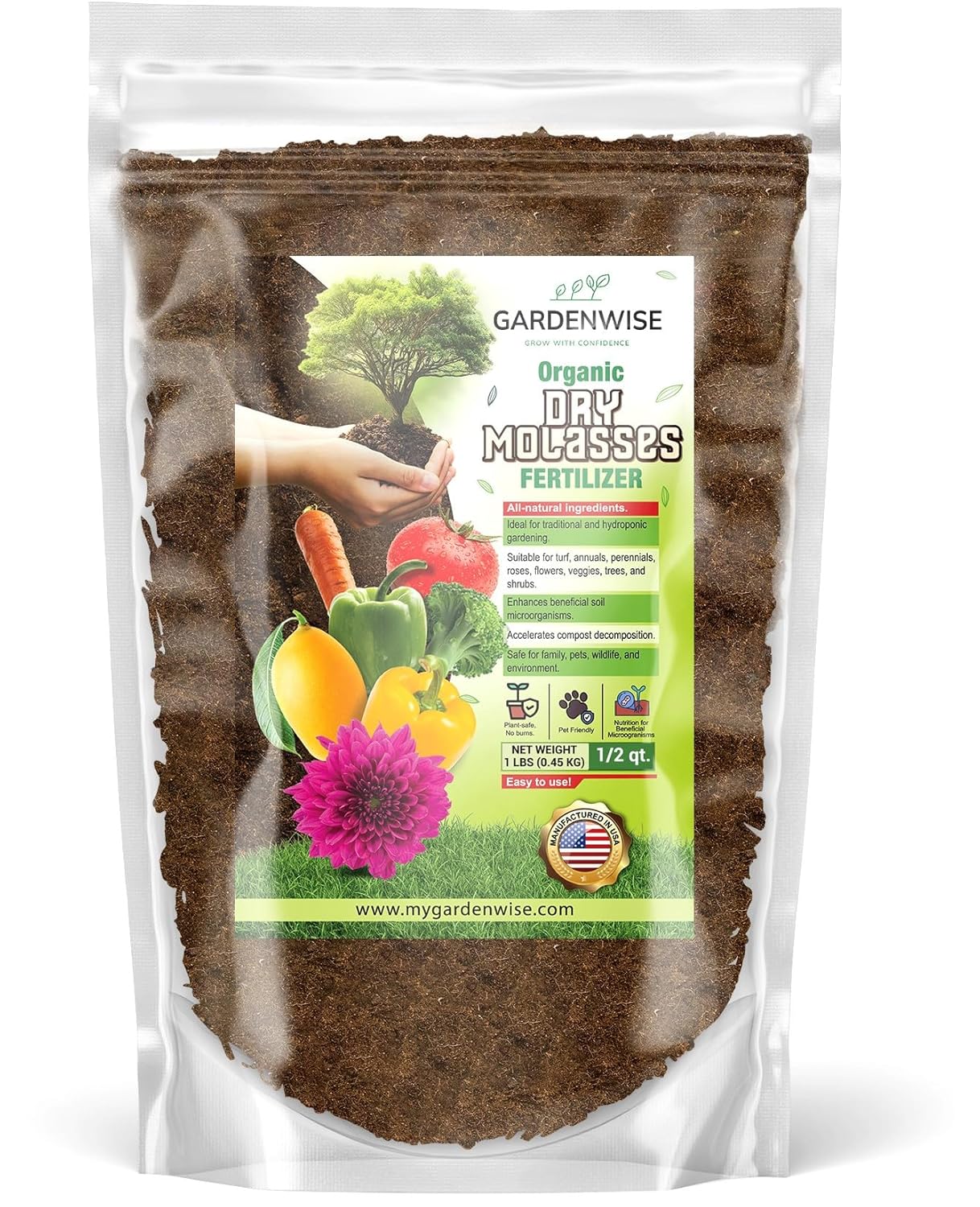 Organic Molasses for Plants - Horticultural Molasses - Ideal for Traditional & Hydroponic Gardening, for Indoor & Outdoor Plants (1/2 Quart)