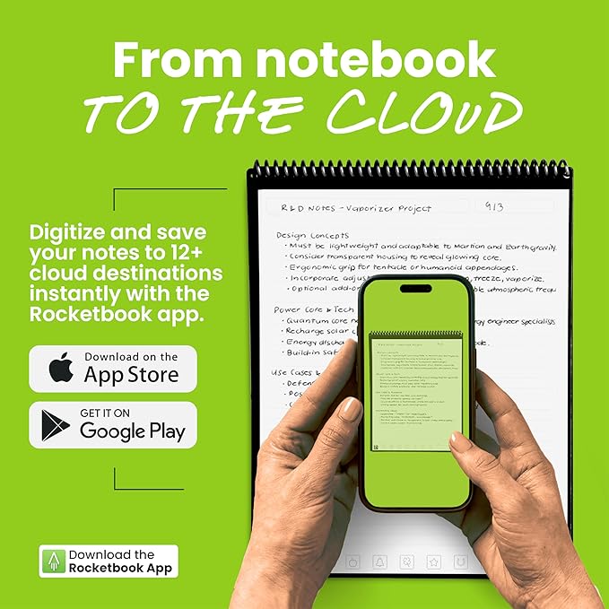 Rocketbook Flip Reusable Smart Notepad, Top Bound Spiral Notebook Lined and Dotted Pages Letter Size 8.5x11, Premium, Teal (Pack of 1)