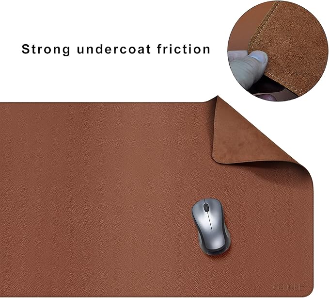 CENNBIE Leather Desk Mat,55" x 19.6" Extra Large Desk Pad Blotter Protector, Extended Non-Slip Mouse Pad, Waterproof PU Leather Desk Mat on top of desks Large for Office and Home (Brown)