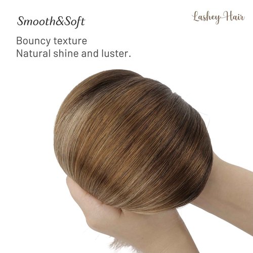 Lashey Clip in Hair Extensions - 22 inch Dark Brown to Chestnut Brown & Dirty Blonde Highlighted Real Human Hair - 120g 7pcs
