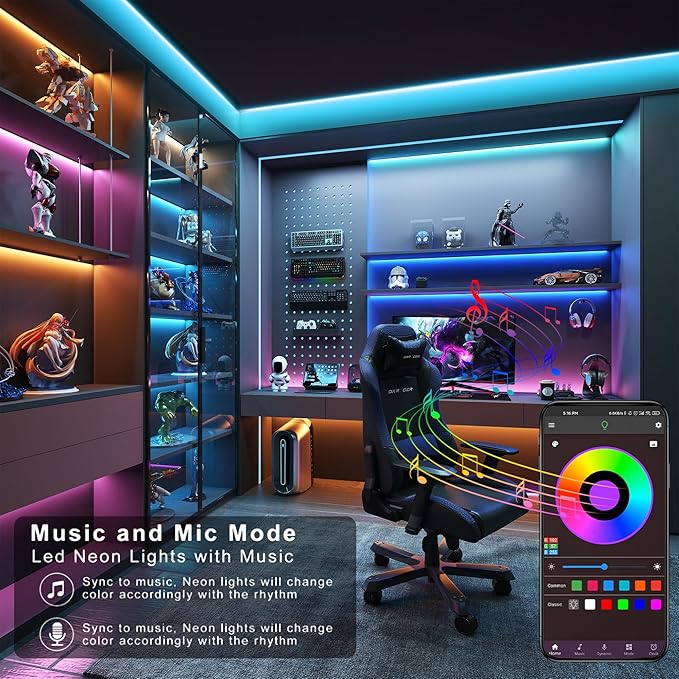 Ledagic Led Lights for Bedroom 100ft Music Sync Color Changing Led Strip Lights with Remote and App Control RGB Led Light Strip for Home Party Room Decor