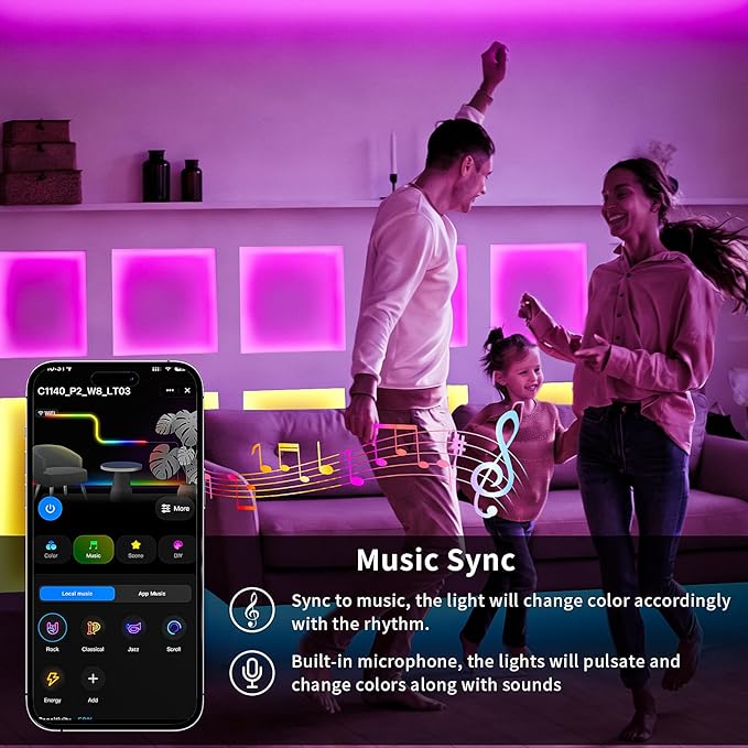 KSIPZE 100FT LED Strip Lights, RGB LED Lights for Bedroom, Smart APP Control LED Lights, Music Sync, DIY Multiple Colors, Flexible Color Changing LED Strip Lighting for Home Room Decor