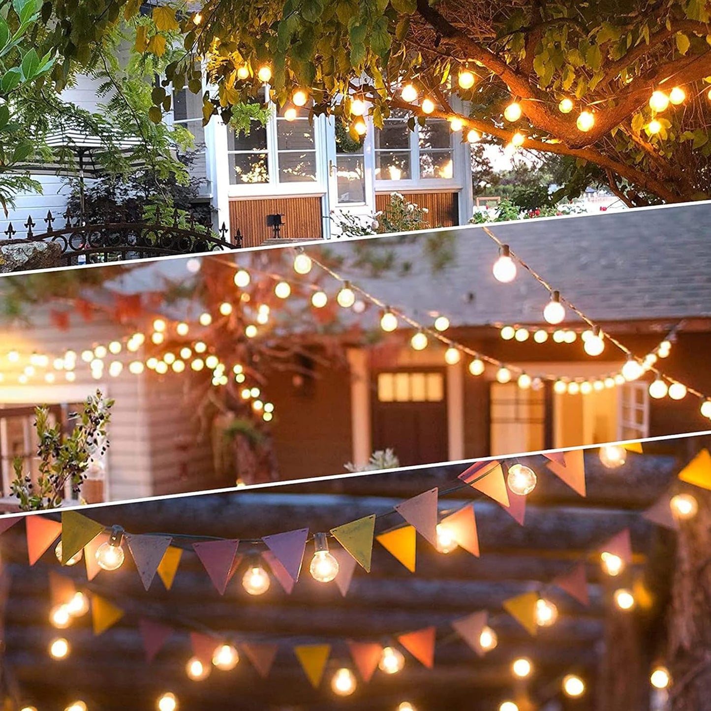 Outdoor String Lights 100FT Globe String Lights with 52 Dimmable G40 Shatterproof LED Bulbs,Waterproof Connectable Patio Light String Lights for Backyard Hanging Lights,2700K Warm Glow