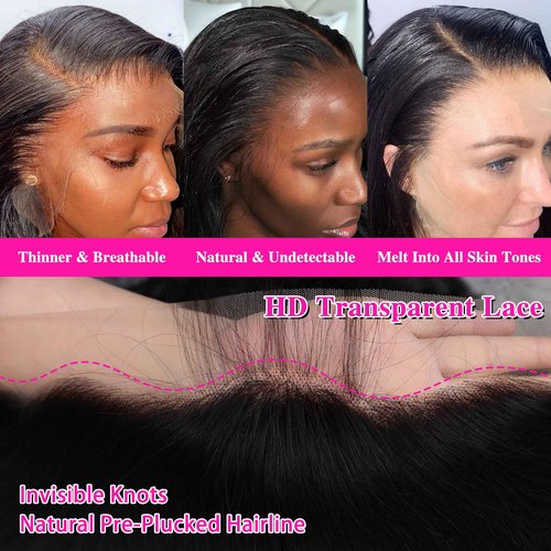 Oftsod 13x4 Lace Front Wigs Human Hair Pre Plucked 26 Inch Body Wave HD Lace Front Wigs Human Hair Natural Color 180% Density Glueless Wig 100% Virgin Human Hair with Baby Hair for Women