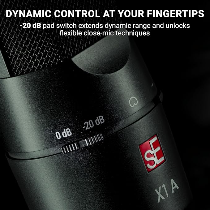SE ELECTRONICS X1 A 2C Large Diaphragm Condenser Microphone with 100 Hz Filter & -20 dB Pad - XLR Condenser Mic for Singing & Instruments - Professional Studio Microphone for Recording (Red)