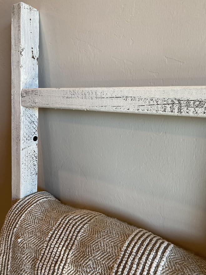 BARNWOODUSA Rustic Farmhouse Decorative Ladder - Our 6 ft Ladder can be Mounted Horizontally or Vertically and is Crafted from Upcycled Wood No Assembly Required White Wash