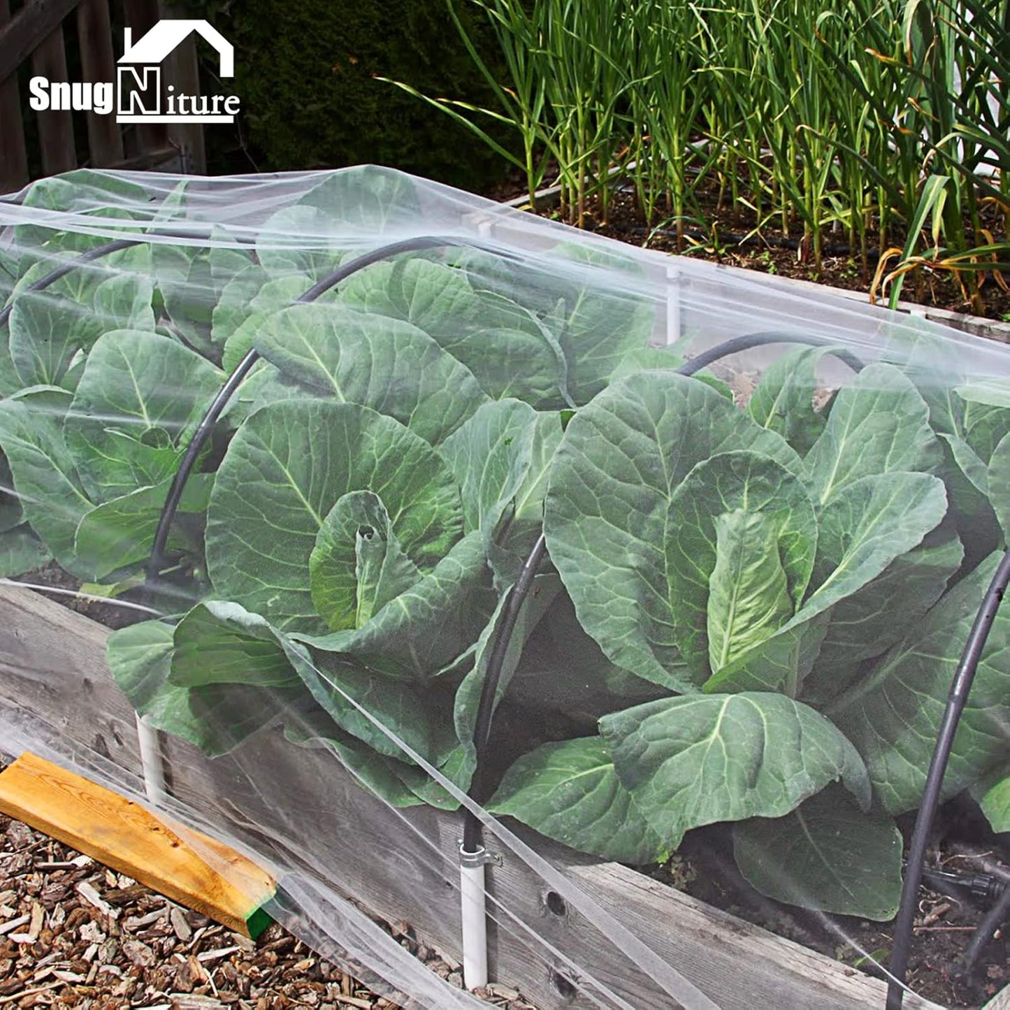 SnugNiture Garden Netting 8x24FT Ultra Fine Mesh Mosquito Netting Plant Covers, White Bird Netting Barrier Greenhouse Row Cover Protect Fruits Flower Vegetables from Birds Deer & Squirrels