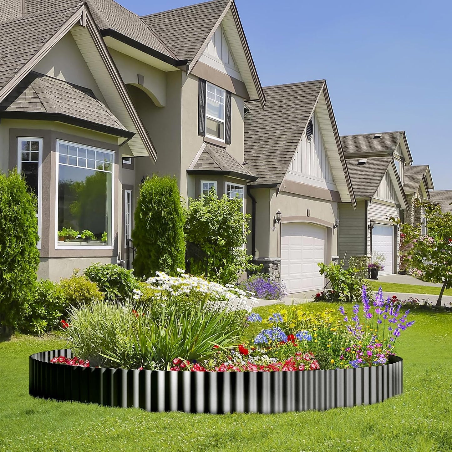Land Guard Corrugated Garden Edging Border, 6" × 100' Landscape Paver Edging, Tall Landscape Edging, Fence for Garden, Flower Bed, Lawn and Landscape Edging (Black)