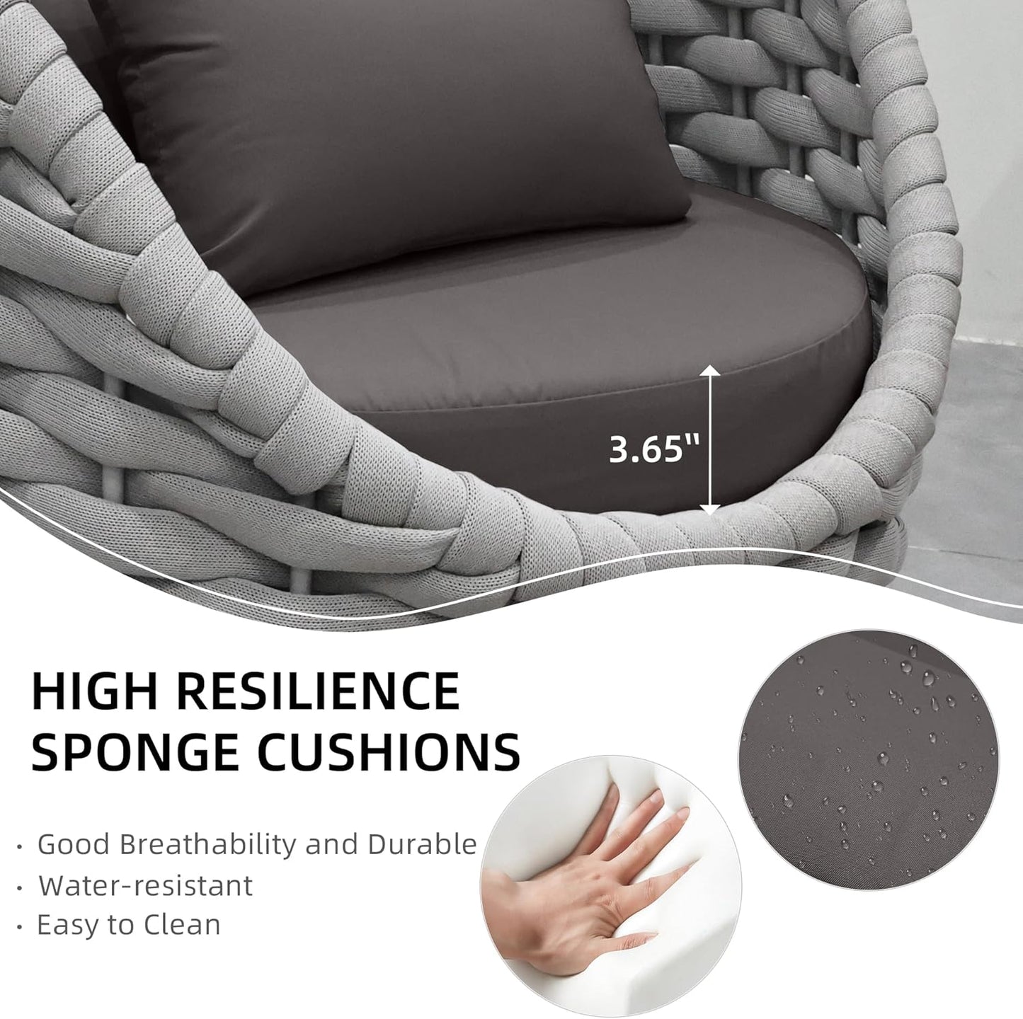 TWT Aluminum Outdoor Patio Furniture Set, 4 Textilene Armchairs Modern Outdoor Conversation Set Outdoor Single Sofa with Upgrade Cushion and Coffee Table for Balcony