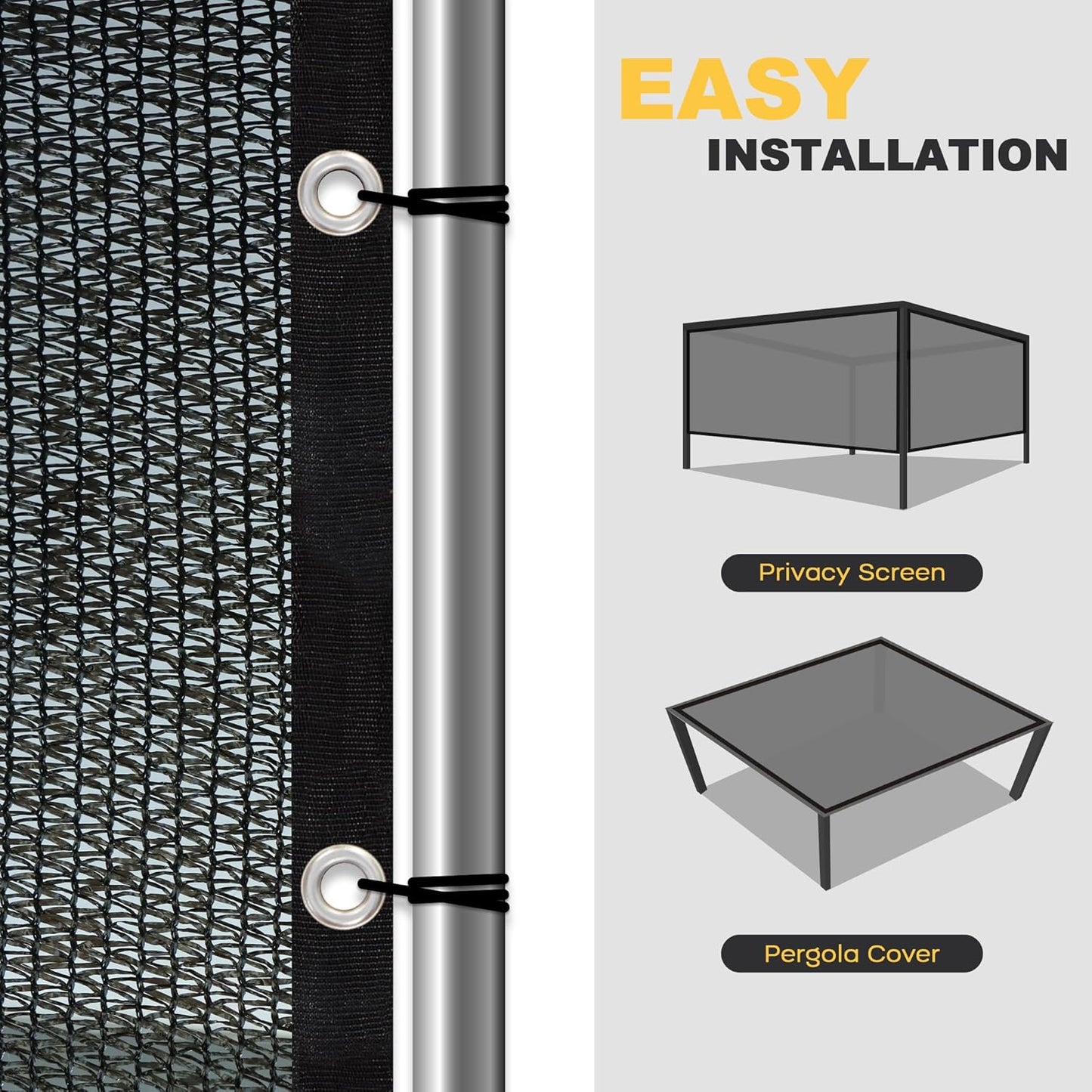 VICLLAX 30% Shade Cloth, 19x19FT Durable Black Mesh Trap with Every 3 FT Grommet, Sun Shade Fabric Netting for for Plants Cover, Greenhouse, Chicken Coop, Barn Kennel, Garden Patio