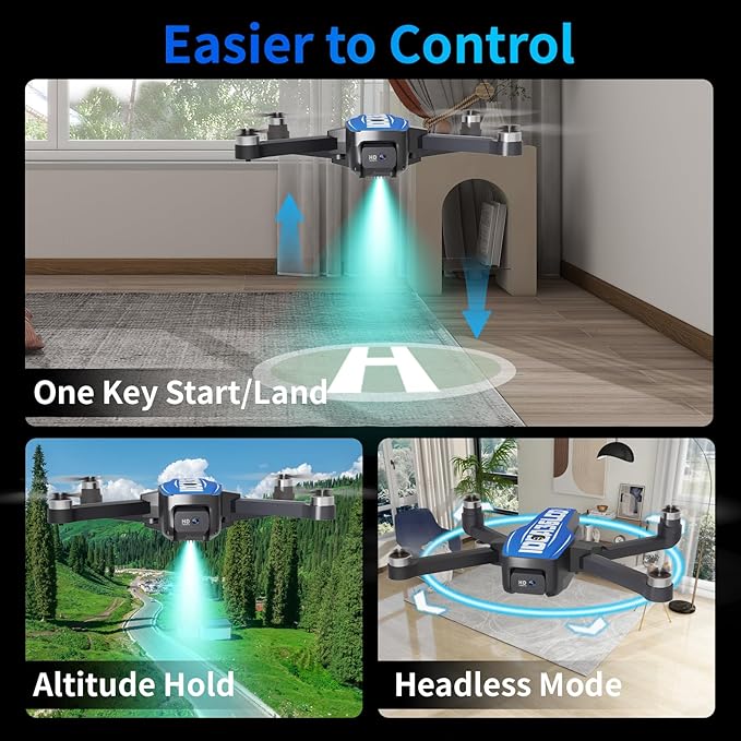 LE-IDEA GPS Drones with Camera for Adults 4k Professional, IDEA36LCD Drones with 4.5-inch LCD Screen Brushless Motor, Auto Return, Follow Me, One Key Start, Foldable RC Quadcopter for Beginners