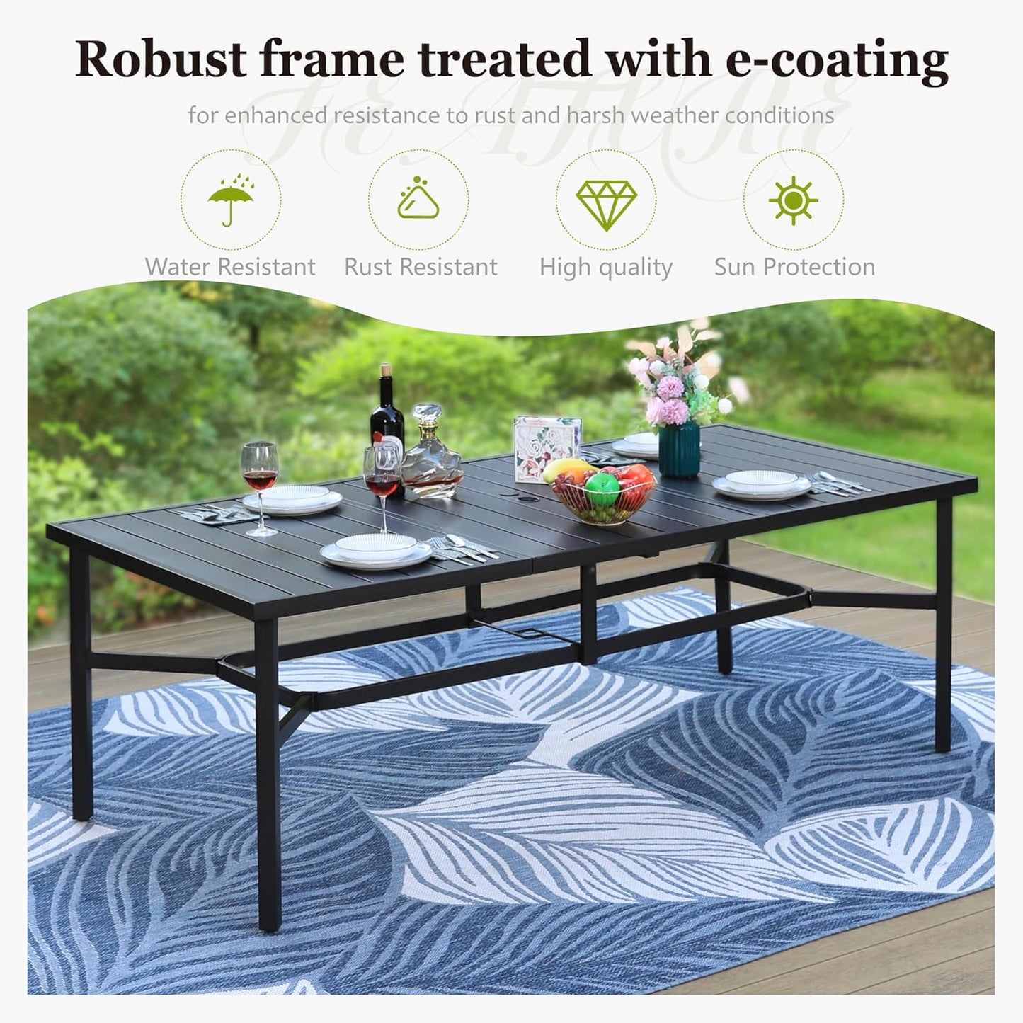 HERA'S HOUSE 9 Pieces Patio Dining Set, 8 Red Textilene Patio Chairs and 83" Large Rectangle Dining Table, Outdoor Table and Chairs Set for Lawn Garden Backyard Deck