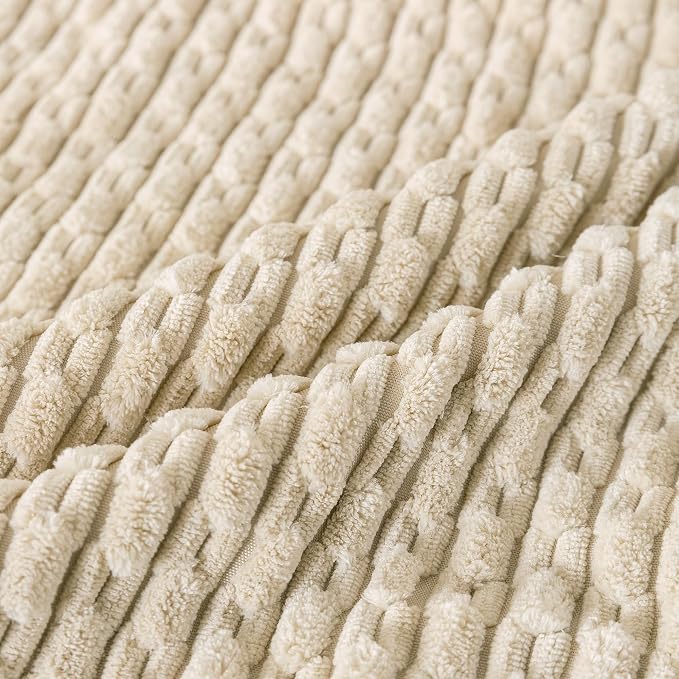Set of 4 Beige Decorative Throw Pillow Covers 26x26 Inch Corduroy Pillow Covers for Bed Couch Sofa Living Room Soft Square Cushion Cases