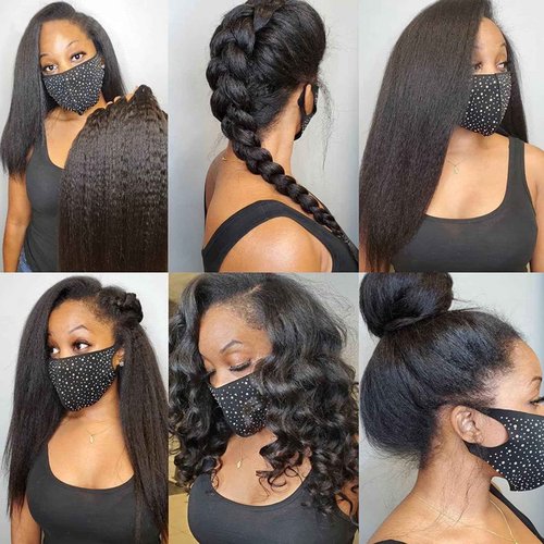 LINYINGYH Kinky Straight Bundles Human Hair Yaki Straight Bundles Weave 12 14 16 inch Real 100% Unprocessed Brazilian Remy Hair Extensions Natural Color 12a