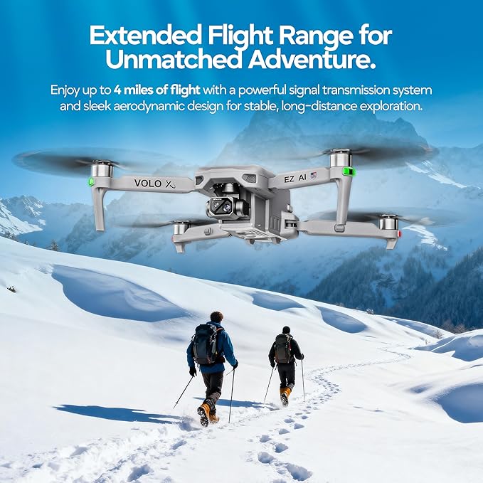 DCX Volo X EZ AI Drones – Drones with Camera for Adults 4k AI-Assisted Flight Control – FAA Approved Drone 4k Camera, 360° Obstacle Avoidance, U.S. Support – Beginner Drone for Adults