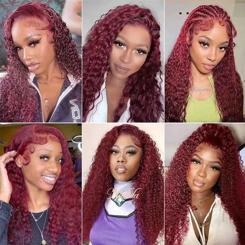 Fabimiya Human Hair Bundles Burgundy 99J Jerry Curly 26 28 30 Inch Bundles Human Hair 100% Unprocessed Burgundy Soft Sewn In Hair with Double Weft for Black Women