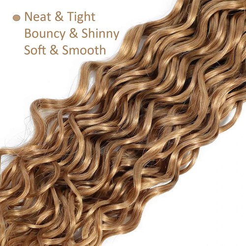 Habiliana Bundles Human Hair 26 28 30 Inch Water Wave Brown 27 Human Hair Bundles 11A Unprocessed Brazilian Virgin Quick Weave Hair Extensions for Black Women