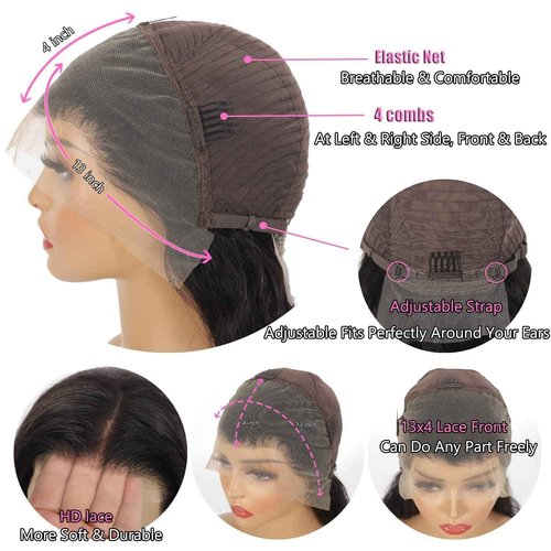 26 Inch Lace Front Wigs Human Hair 13x4 HD Deep Wave Lace Front Wigs Human Hair Wigs for Women Deep Curly Lace Frontal Wig Glueless Wigs Human Hair Pre Plucked with Baby Hair 180 Density