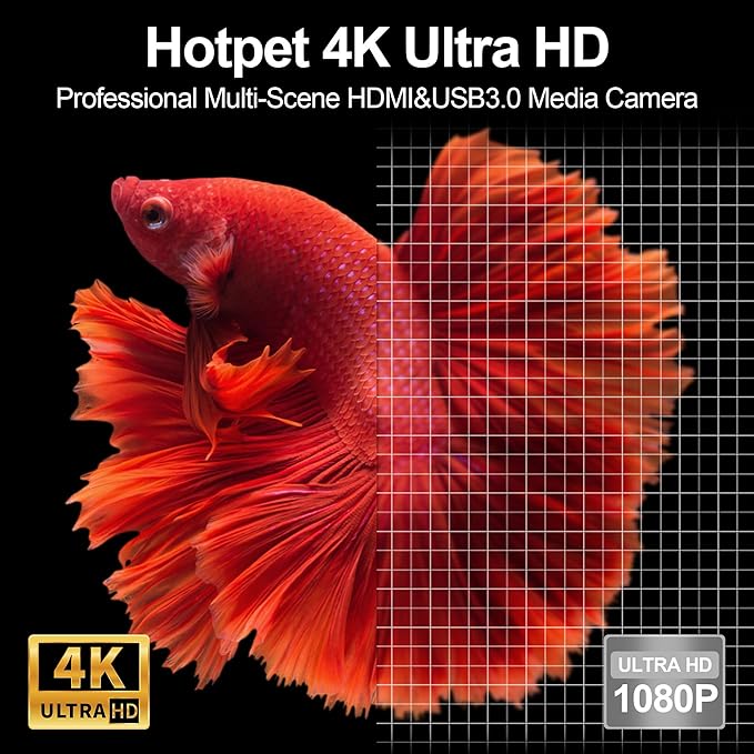 4K 60FPS H.264 Webcam HDMI USB3.0 Simultaneous Streaming Industrial Camera with Close-up 5-50mm Varifocal Lens for PC Windows Linux Mac Android