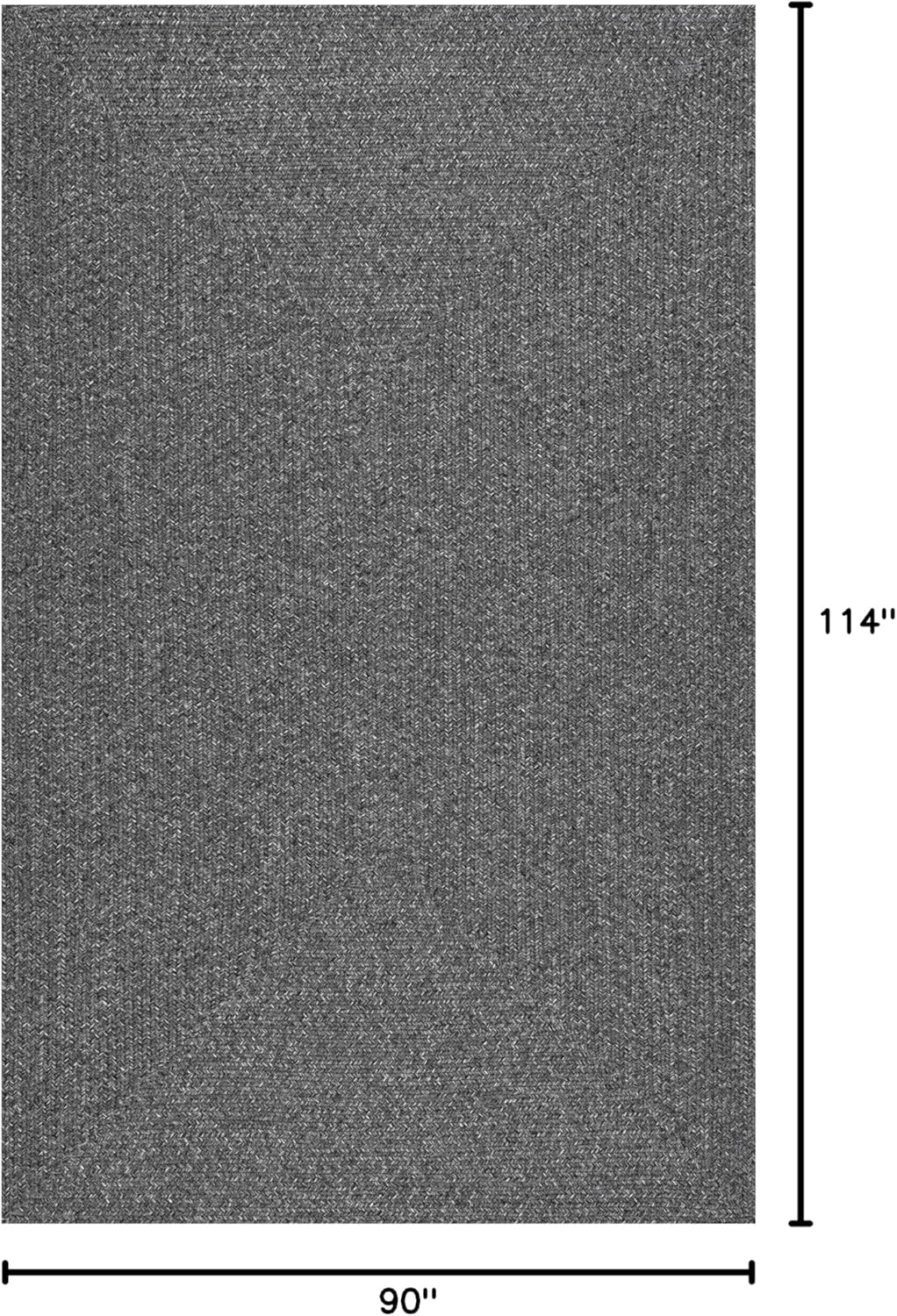 nuLOOM 8' x 10' Solid Hand Braided Indoor/Outdoor Area Rug, Pet-Friendly, High Traffic, Weather Resistant, for Patio, Balcony, Bedroom, Living, Dining Room, Wynn Charcoal