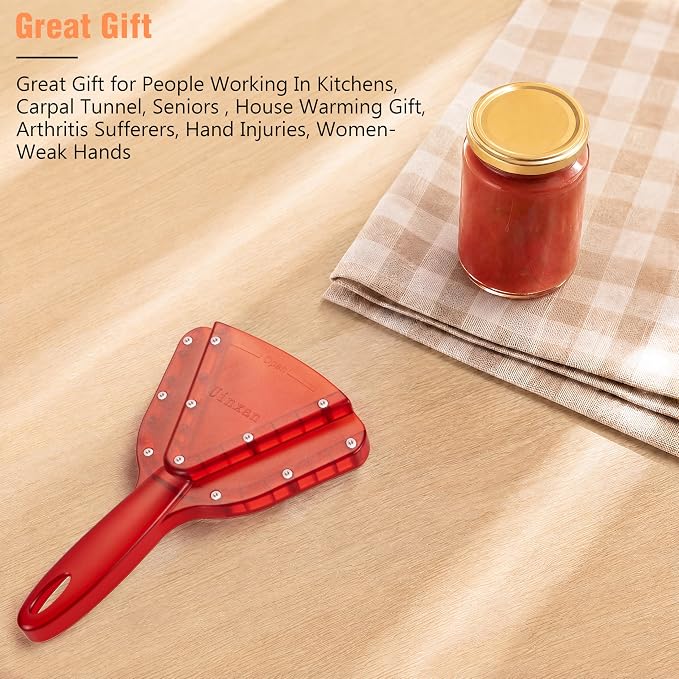 Uinxan Jar Opener for Weak Hands & Seniors with Arthritis - Handheld Manual | Effortlessly Opens Stubborn Screw Lids & Bottle Caps. 304 Stainless Steel. Durable. Patented Kitchen Gadget (Transparent)