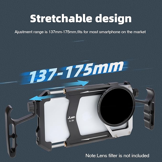 Fotga Universal Smartphone Cage Photo Video Stabilizer + Handles + 67mm Thread Filter Adapter for iPhone 17 16 15 14 Pro Max Samsung Cell Phone Vlog Live Stream Video Record + Cold Shoe Tripod Mount