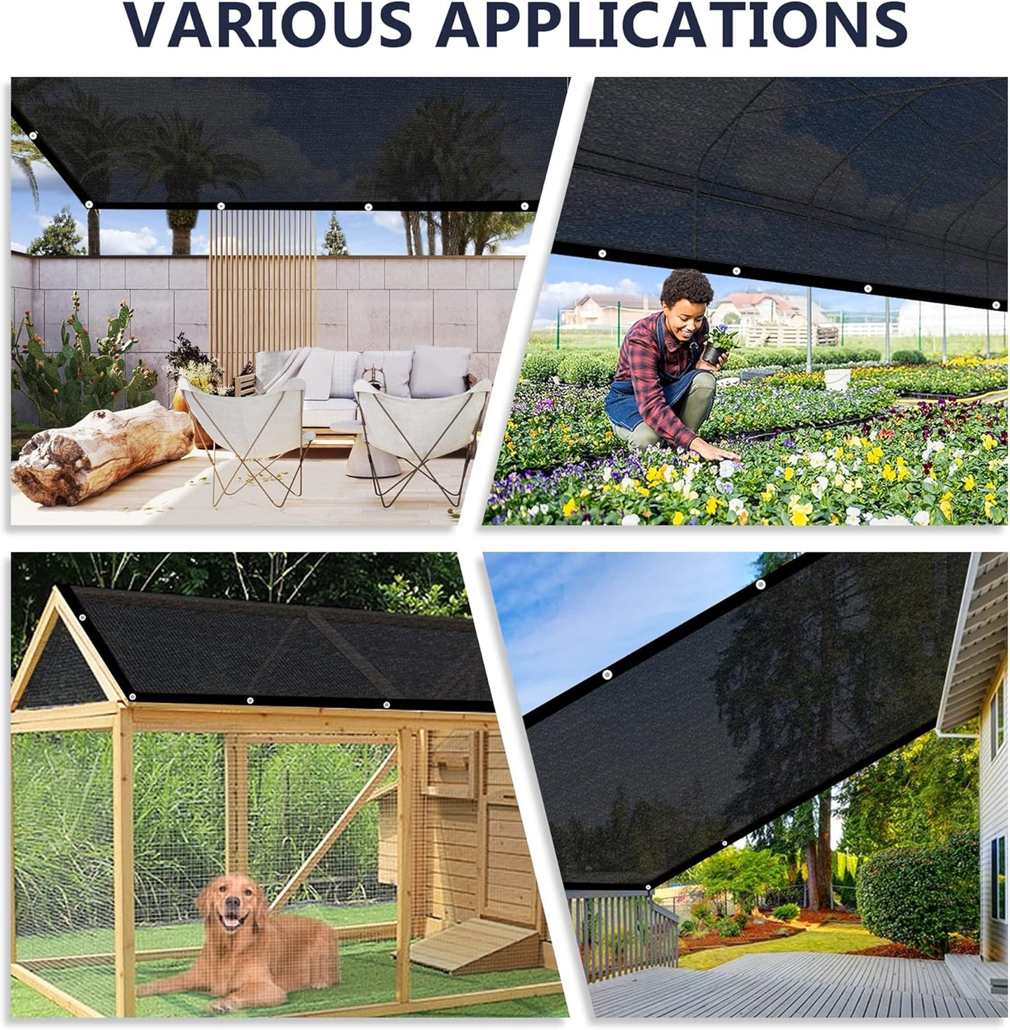 VICLLAX 30% Shade Cloth, 13x16FT Durable Black Mesh Trap with Every 3 FT Grommet, Sun Shade Fabric Netting for for Plants Cover, Greenhouse, Chicken Coop, Barn Kennel, Garden Patio
