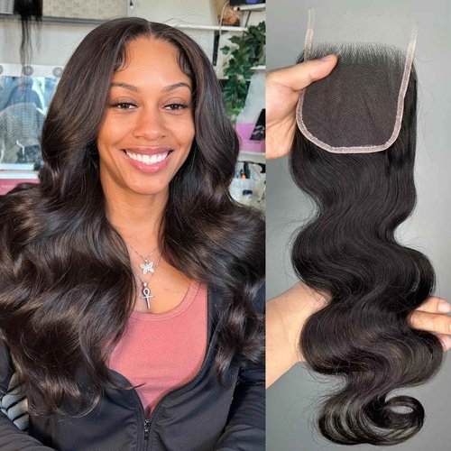 SKINLIKE Real HD Swiss Lace Closure Human Hair 5x5 Lace Closure with Clean Hairline Much More Density Full Cuticle Aligned Brazilian Human Hair Body Wave Style (22inch, HD BW 5x5 lace clsoure)