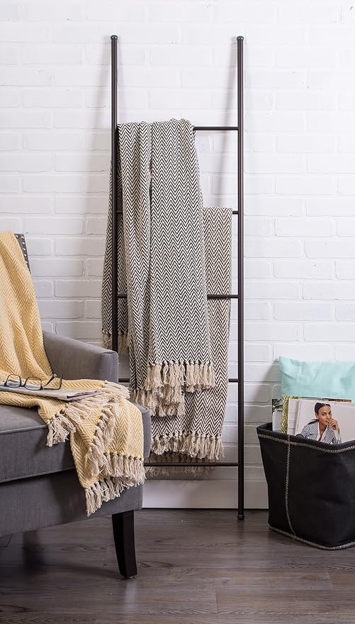 DII Chevron Throw Collection Handloomed Cotton, 50x60, Dark Brown