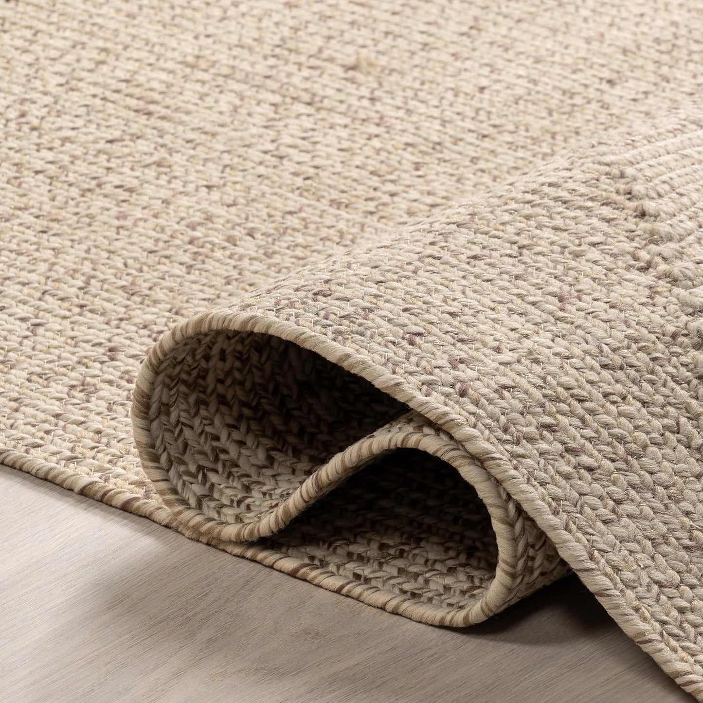 nuLOOM 4' x 6' Solid Hand Braided Indoor/Outdoor Area Rug, Pet-Friendly, High Traffic, Weather Resistant, for Patio, Balcony, Bedroom, Living Room, Dining Room, Wynn Tan