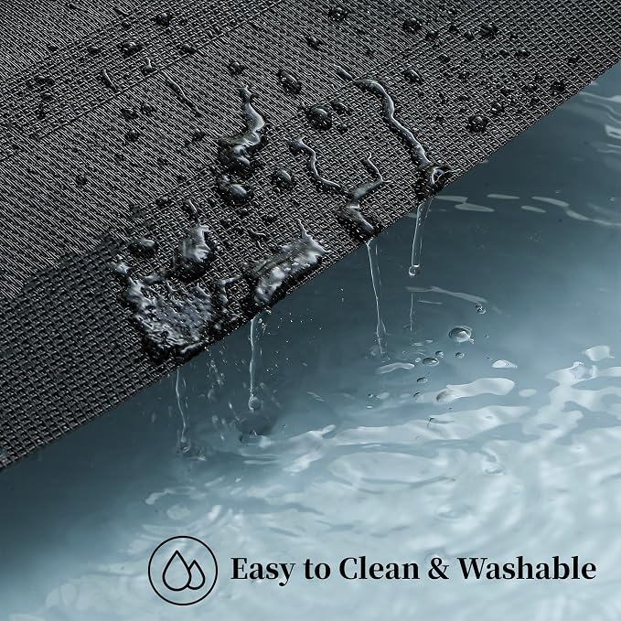 Leetaltree Black Frame Placemats Set of 6 - Heat Resistant Non-Slip Place mats for Dining Table, Washable Durable PVC Vinyl Woven Table Mats（Black Frame, 6）