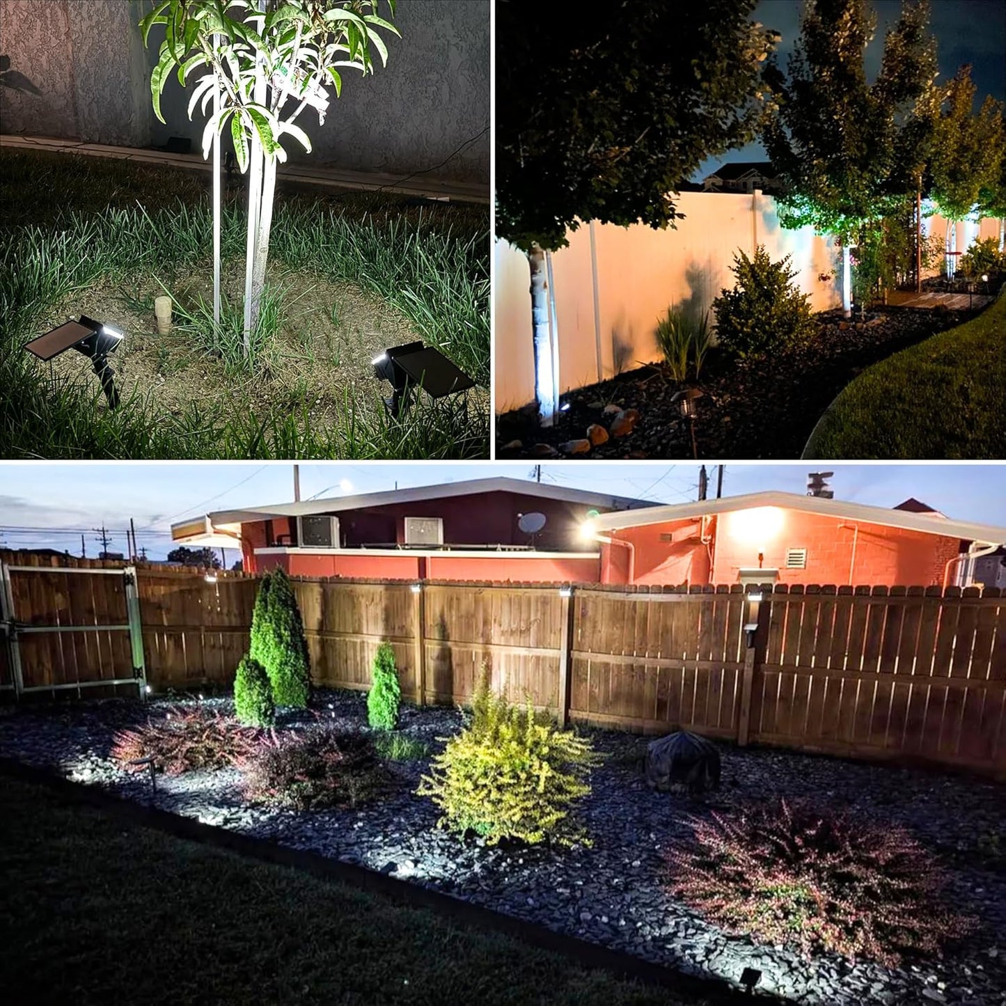 VOLISUN Solar Spotlight Outdoor, IP67 Waterproof Solar Landscape Spot Lights，Uplights for Yard Garden Pathway - 6 Pack (Cool White) 27 LED 3 Lighting Modes