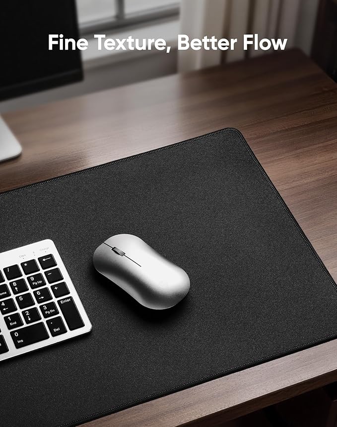 Reniteco Waterproof Large Gaming Mouse Pad with Durable Stitched Edges, Non-Slip Rubber Base, Grainy Jacquard Mouse Mat Desk Pad for Home Office Gaming, 27.6"x11.8"x0.12", Matte Black