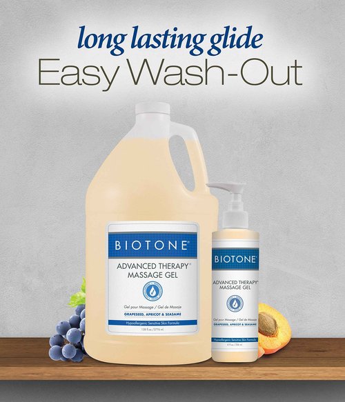 BIOTONE Advanced Therapy Massage Gel, Smooth, Silky Glide Without the Oil Feel, Ideal Workability, Nut-Oil Free, Hypoallergenic