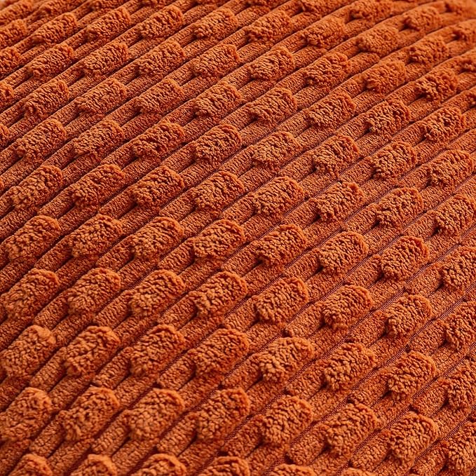 Set of 4 Burnt Orange Decorative Throw Pillow Covers 16x16 Inch Corduroy Pillow Covers for Bed Couch Sofa Living Room Soft Square Cushion Cases
