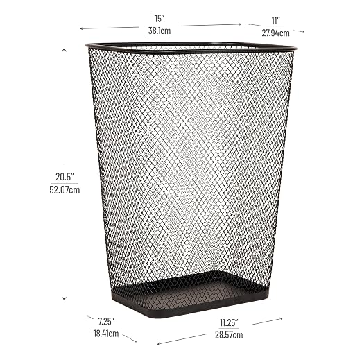 Mind Reader Executive Waste Paper Bins, 10 Gallon, Black, Set of 2 | Metal Mesh, Solid Bottom, Non Slip Pads, Office and Home