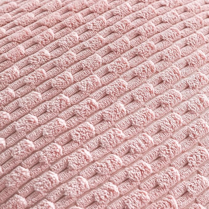 Set of 4 Light Pink Decorative Throw Pillow Covers 18x18 Inch Corduroy Pillow Covers for Bed Couch Sofa Living Room Soft Square Cushion Cases