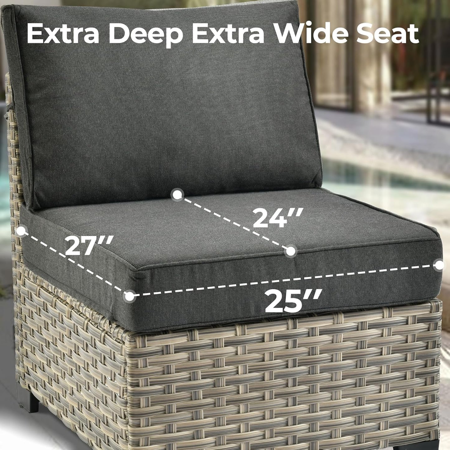 HOOOWOOO Outdoor Sectional Patio Furniture Set,6 Pieces Wicker Conversation Sets L Shaped Couch,Extra Deep Out Door Sofa Outside Furniture,Black