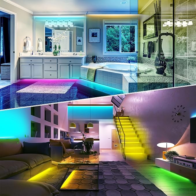GANZQH Led Lights for Bedroom 150FT Music Sync Color Changing Led Strip Lights with Remote and App Control, RGB Led Lights for Room, Christmas Decor (2 * 75FT)