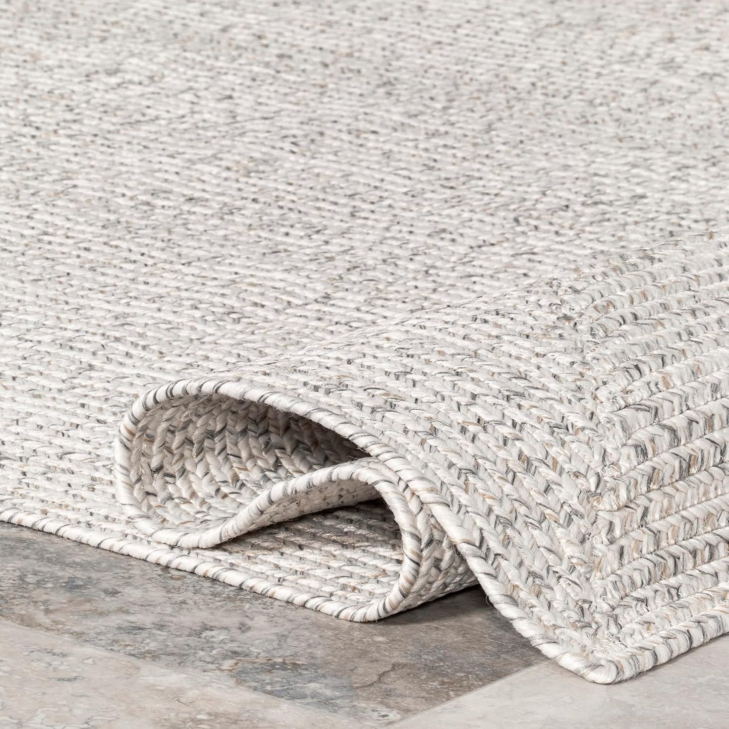 nuLOOM 2' x 8' Solid Hand Braided Indoor/Outdoor Area Rug, Pet-Friendly, High Traffic, Weather Resistant, for Patio, Balcony, Bedroom, Living, Dining Room, Wynn Ivory