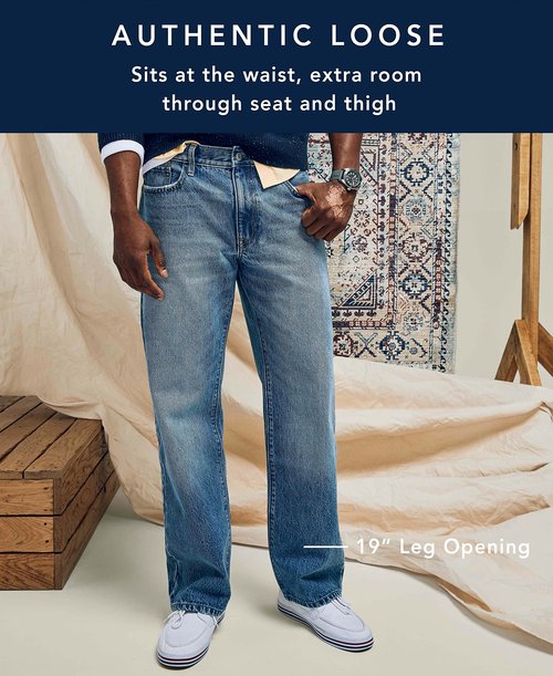 Nautica Men's Authentic Loose Denim Jeans, Pure Ocean Wash, 34W x 30L