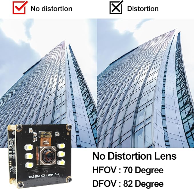 MMlove 48MP USB Camera Module 4K 30FPS Color Night Vision High Speed Autofocus Webcam Lightburn Camera 70° Viewing Angle Industrial Security Webcam for Face Recognition Streaming,PC/Laptop